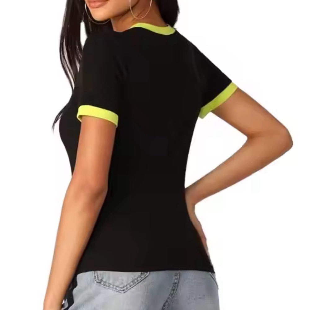 Boohoo Black and Neon Green Shirt - Picture 1 of 7